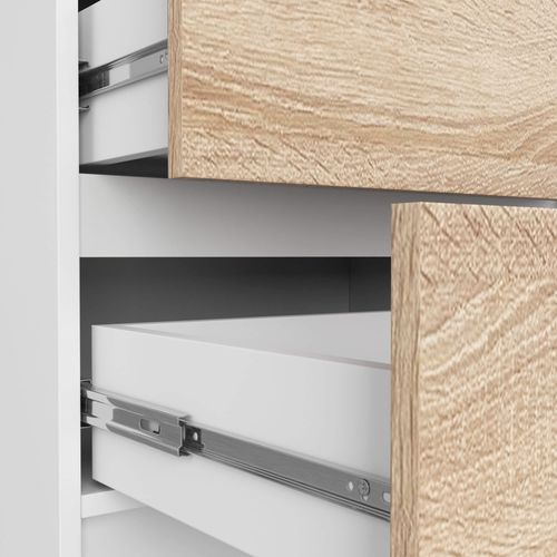 Commode K60 Blanche 60 Cm 5 Tiroirs Façade Chêne Sonoma 60x40x121 Cm