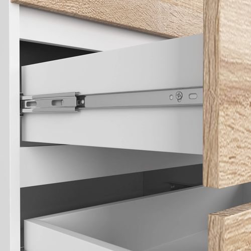 Commode K140 Blanche 138 Cm 6 Tiroirs Façade Chêne Sonoma 138x40x77 Cm