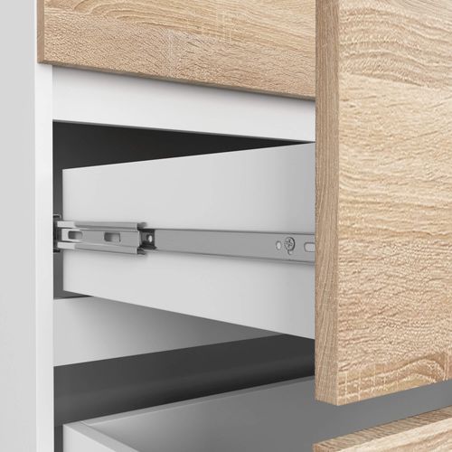 Grande Commode Pour Le Salon K160 Blanche 160 Cm 6 Tiroirs Façade Chêne Sonoma 160x40x77 Cm