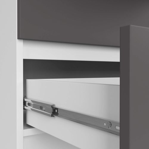 Grande Commode Pour Le Salon Akord K160 Blanche 160 Cm 10 Tiroirs Façade Gris Graphite 160x40x121 Cm