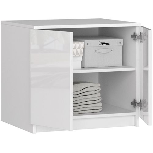 Surmeuble Pour Armoire S60 Blanc 60 Cm 2 Portes Façade Blanche Brillante 2 Étagères 60x51x55