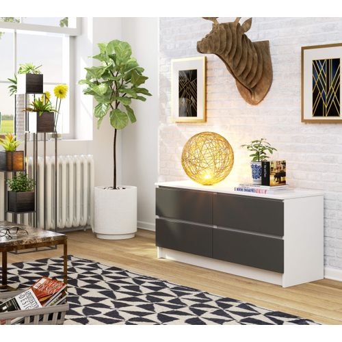 Commode K120 Chêne Artisan 120 Cm 4 Tiroirs Façade Chêne Artisan 120x40x55 Cm