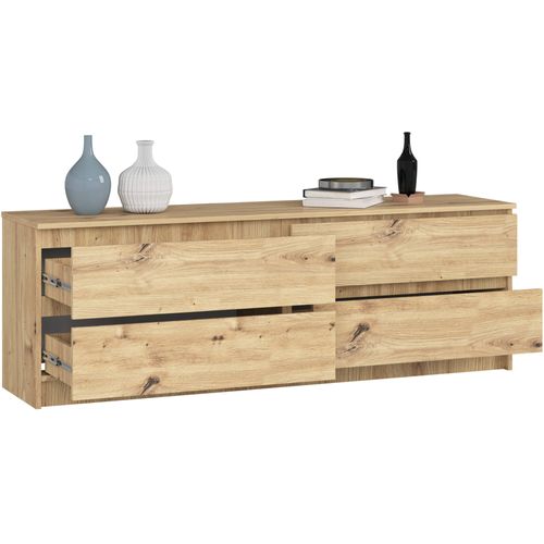 Grande Commode Pour Le Salon K160 Chêne Artisan 160 Cm 4 Tiroirs Façade Chêne Artisan 160x40x55