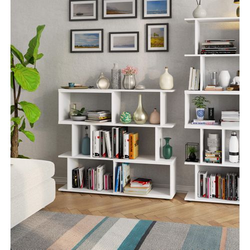 Étagère Fix Blanche 120 Cm Façade Blanche 6 Étagères 120x28,4x107,5 Cm