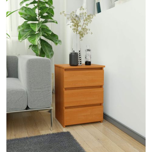 Table De Chevet Cl3 Aulne 40 Cm 3 Tiroirs Façade Aulne 40x35x57 Cm