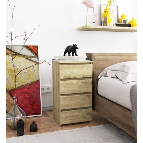 Commode Cl4 Chêne Artisan 40 Cm 4 Tiroirs Façade Chêne Artisan 40x35x74 Cm