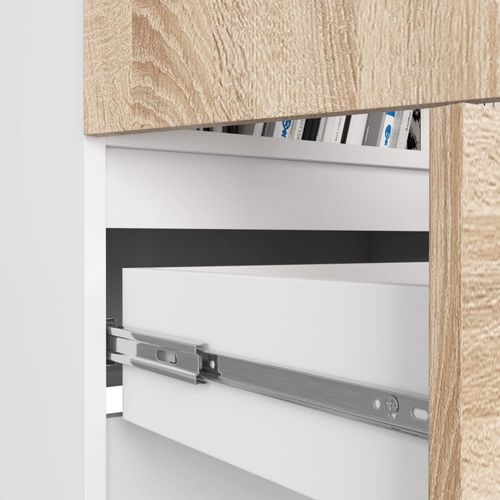 Bibliothèque De Bureau, Armoire R60 Blanche 60 Cm 2 Portes 1 Tiroir Façade Sonoma 60x35x180 Cm