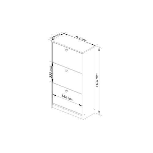 Meuble à Chaussures Blanc 60 Cm 3 Portes 3 Tiroirs Façade Noir Brillant 3 Étagères 60x28,5x113 Cm