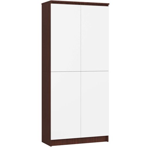 Bibliothèque De Bureau, Armoire R80 Wengé 80 Cm 2 Portes Façade Blanche 8 Étagères 80x35x180