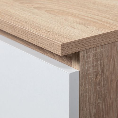 Ensemble D'angle Akord Bureau B17 Avec Commode Chêne Sonoma 120 Cm 1 Porte 1 Tiroir Façade Blanche