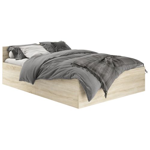 Lit Surélevé Avec Tiroir + Sommier à Lattes Chêne Sonoma 200x100