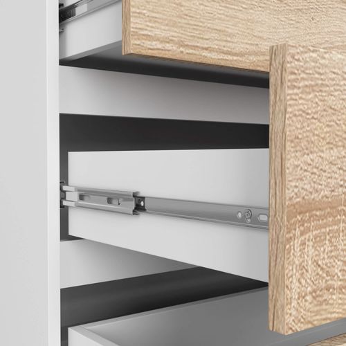 Grande Commode Pour Le Salon K160 Blanche 160 Cm 8 Tiroirs Façade Chêne Sonoma 160x40x99 Cm