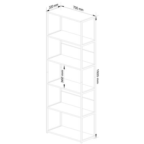 Étagère Industrielle Blanche 70 Cm Façade Grise 6 Étagères 70x32x192 Cm