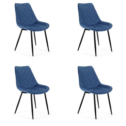 Lot De 4 Chaises Matelassées De Salle à Manger En Velours Sj.0488 Bleu