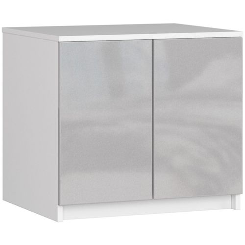 Surmeuble Pour Armoire S60 Blanc 60 Cm 2 Portes Façade Métallique Brillant 2 Étagères 60x51x55