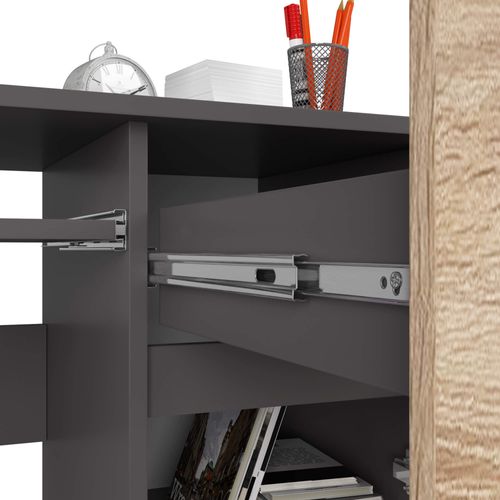 Bureau D'ordinateur Akord Droit Piksel Gris Graphite, Chêne Sonoma 90 Cm 90x50x77 Cm