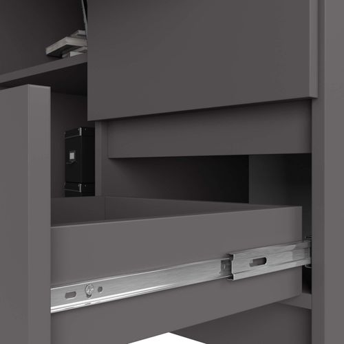 Bureau Akord D'angle Droit B16 Gris Graphite 124 Cm 3 Tiroirs Façade Gris Graphite