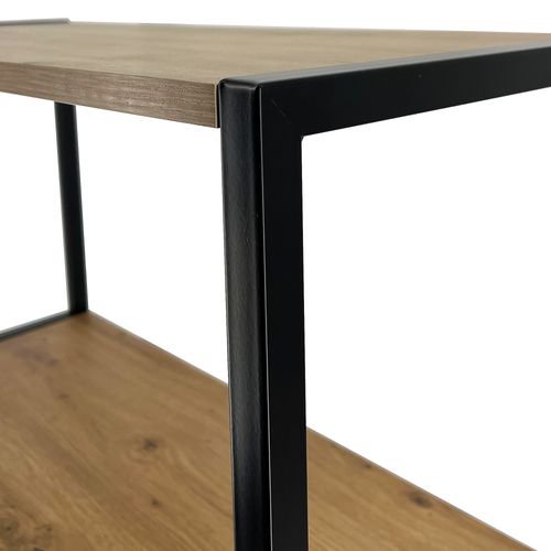 Étagère Murale Industrielle Sur Pied Noire 50 Cm Façade Chêne Craft 6 Étagères 50x32x192 Cm