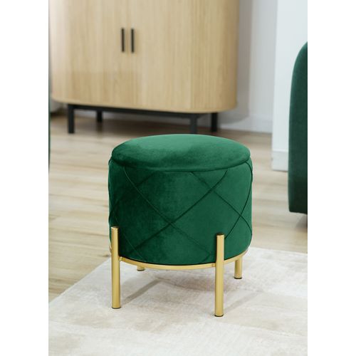 Pouf De Rangement Avec Couvercle Matelassé Savana Velour Colour Vert Bouteille Hauteur 40 Cm