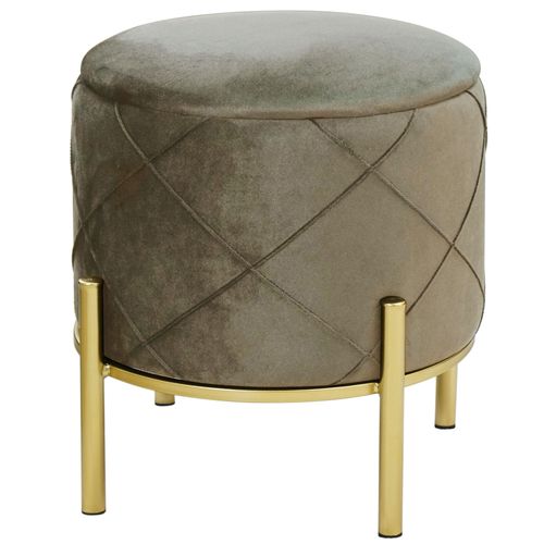 Pouf De Rangement Avec Couvercle Matelassé Savana Velour Colour Beige Hauteur 40 Cm
