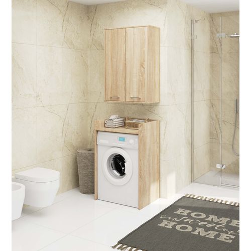 Armoire Salle De Bains Suspendue Fin Chêne Sonoma 64 Cm 2 Portes Pleine Chêne Sonoma 64x30x94 Cm