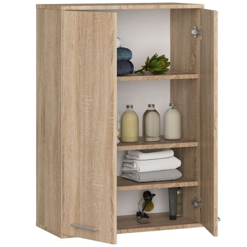 Armoire Salle De Bains Suspendue Fin Chêne Sonoma 64 Cm 2 Portes Pleine Chêne Sonoma 64x30x94 Cm