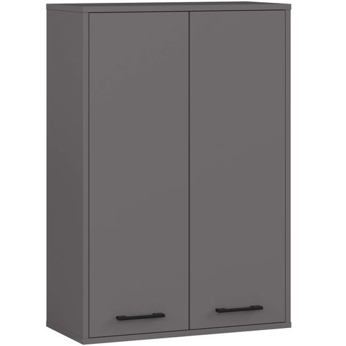Armoire Salle De Bains Suspendue Fin Gris Graphite 64 Cm 2 Portes Pleine Gris Graphite 64x30x94 Cm