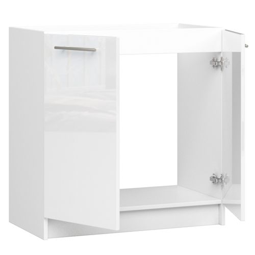 Meuble De Cuisine Bas S80 Pour Évier Oliwia Modulable Blanc 80 Cm 2 Portes Couleur Blanc Brillant