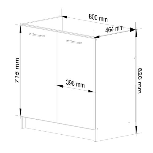 Meuble De Cuisine Bas S80 Pour Évier Oliwia Modulable Blanc 80 Cm 2 Portes Couleur Blanc Brillant