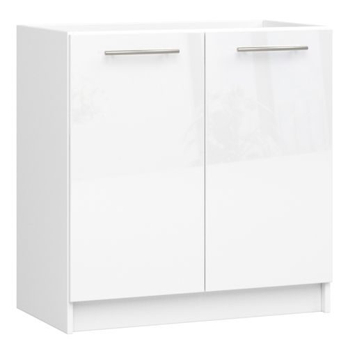 Meuble De Cuisine Bas S80 Pour Évier Oliwia Modulable Blanc 80 Cm 2 Portes Couleur Blanc Brillant