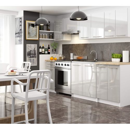 Meuble De Cuisine Bas S40 Oliwia Modulable Blanc 40 Cm 1 Porte 1 Tiroir Façade Métallique Brillant
