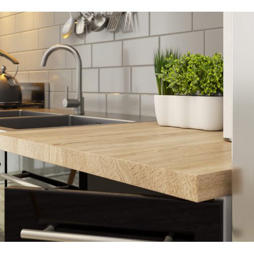 Meuble De Cuisine Bas S80 Oliwia Modulable Blanc 80 Cm 2 Portes Façade Noir Brillant 2 Étagères