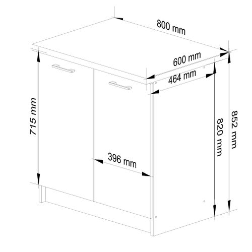 Meuble De Cuisine Bas S80 Oliwia Modulable Blanc 80cm 2 Portes Façade Métallique Brillant 2 Étagères