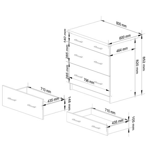 Meuble De Cuisine Bas S80 Oliwia Modulable Blanc 80 Cm 3 Tiroirs Façade Béton 80x46x85 Cm