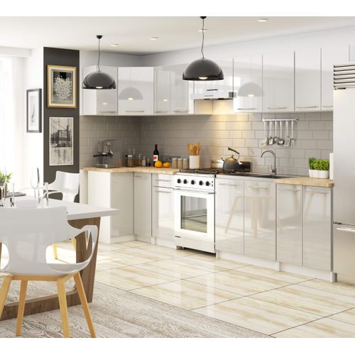Meuble De Cuisine Bas S80 Oliwia Modulable Blanc 80 Cm 3 Tiroirs Façade Métallique Brillant 80x46x85