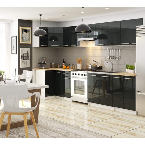Meuble De Cuisine Bas S60 Oliwia Modulable Blanc 60 Cm 3 Tiroirs Façade Graphite Brillant 60x46x85