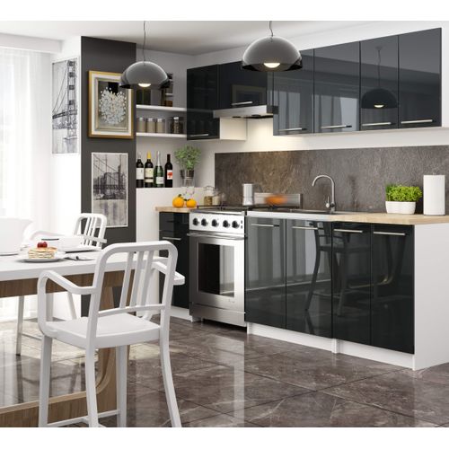 Meuble De Cuisine Bas S60 Oliwia Modulable Blanc 60 Cm 3 Tiroirs Façade Graphite Brillant 60x46x85