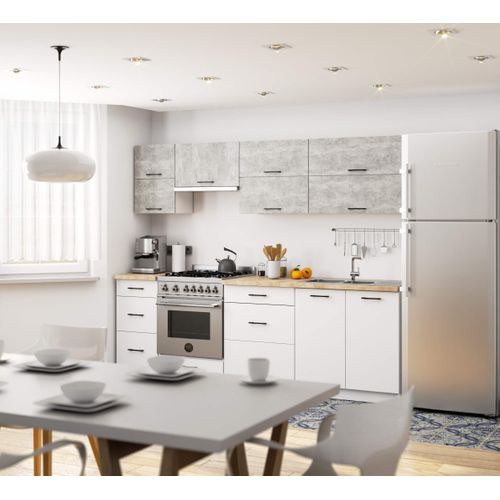 Armoires De Cuisine Haute W80 Oliwia G2 Blanc, Béton 80 Cm 2 Portes 2 Étagères 80x30x58 Cm