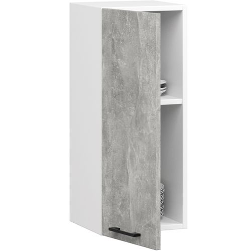 Meuble De Cuisine Haut W30 H720 Blanche, Façade Gris 1 Porte, 2 Étagères 72x30x30 Cm