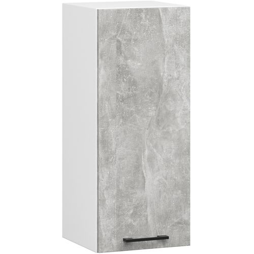 Meuble De Cuisine Haut W30 H720 Blanche, Façade Gris 1 Porte, 2 Étagères 72x30x30 Cm