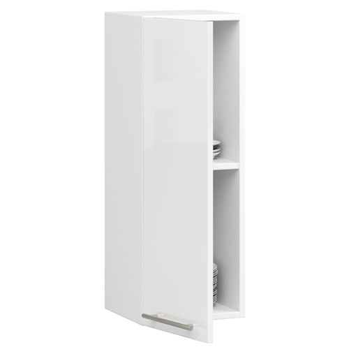 Meuble De Cuisine Haut W30 Oliwia Modulable Blanc 30 Cm 1 Porte Brillante 2 Étagères 30x30x72