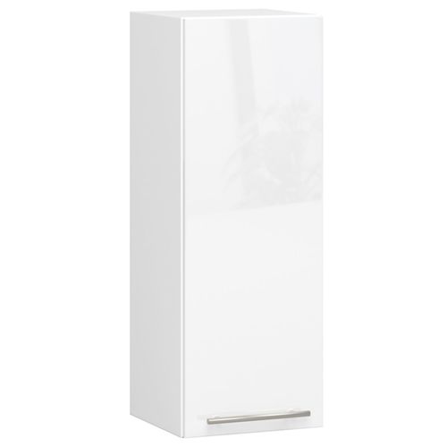 Meuble De Cuisine Haut W30 Oliwia Modulable Blanc 30 Cm 1 Porte Brillante 2 Étagères 30x30x72