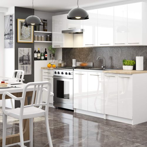 Meuble De Cuisine Haut W30 Oliwia Modulable Blanc 30 Cm 1 Porte Brillante 2 Étagères 30x30x72