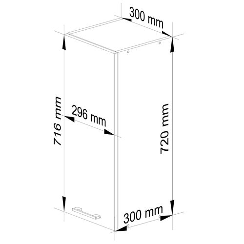 Meuble De Cuisine Haut W30 Oliwia Modulable Blanc 30 Cm 1 Porte 2 Étagères 30x30x72 Cm