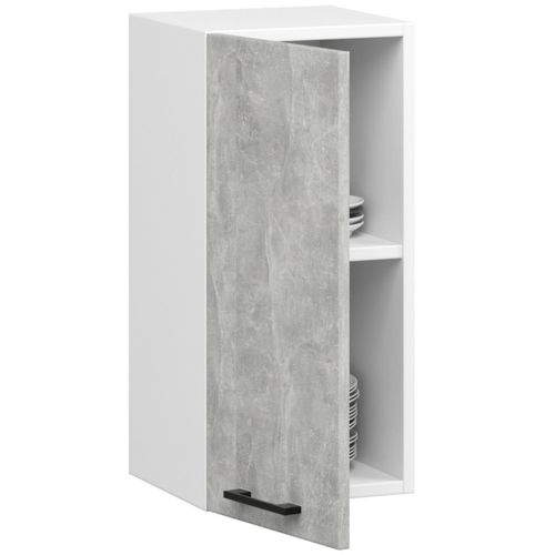 Meuble De Cuisine Haut W30 Oliwia Modulable Blanc 30 Cm 1 Porte Façade Béton 2 Étagères 30x30x58 Cm