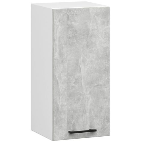 Meuble De Cuisine Haut W30 Oliwia Modulable Blanc 30 Cm 1 Porte Façade Béton 2 Étagères 30x30x58 Cm