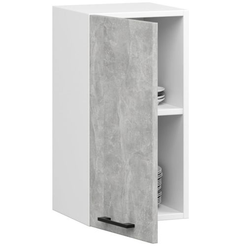 Meuble De Cuisine Haut W40 Oliwia Modulable Blanc 40 Cm 1 Porte Façade Béton 2 Étagères 40x30x58 Cm
