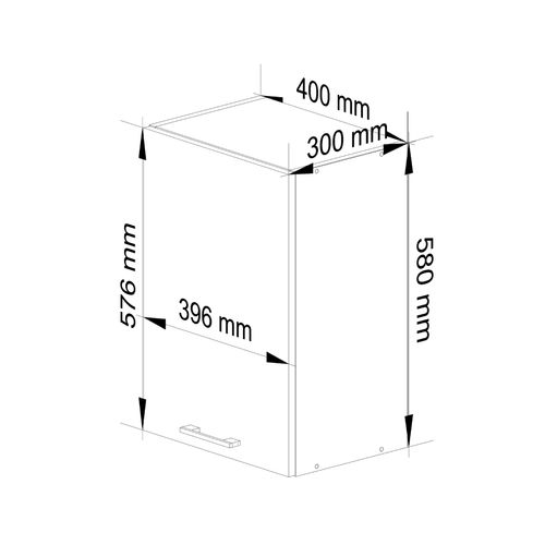 Meuble De Cuisine Haut W40 Oliwia Modulable Blanc 40 Cm 1 Porte Façade Béton 2 Étagères 40x30x58 Cm