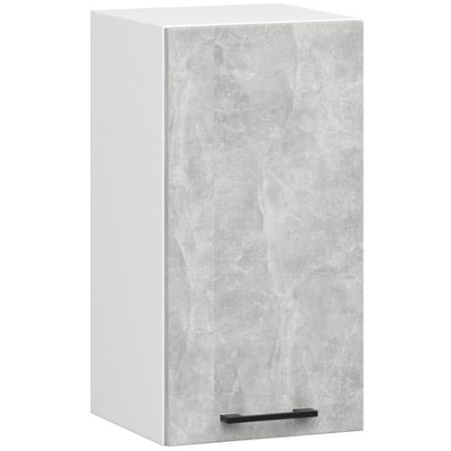 Meuble De Cuisine Haut W40 Oliwia Modulable Blanc 40 Cm 1 Porte Façade Béton 2 Étagères 40x30x58 Cm