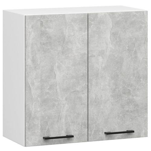 Meuble De Cuisine Haut W60 Oliwia Modulable Blanc 60 Cm 2 Portes Façade Béton 2 Étagères 60x30x58 Cm